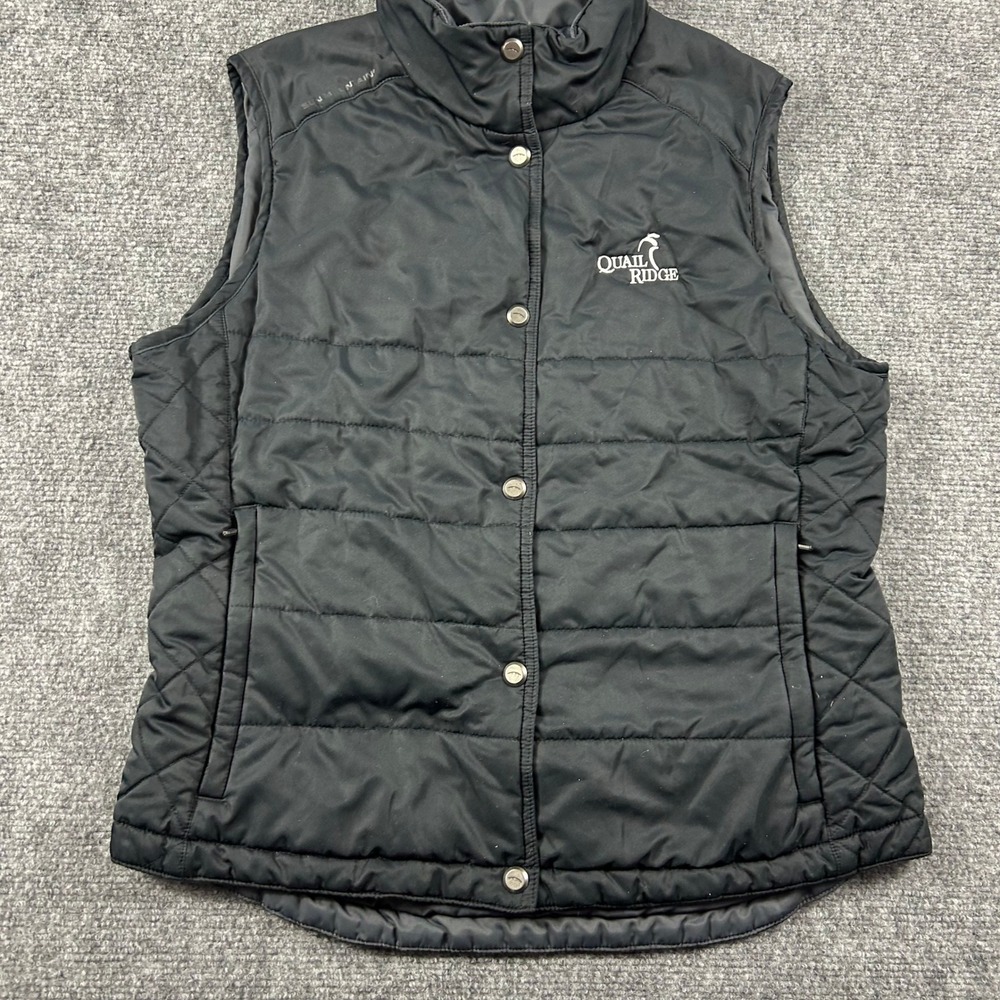 Sun Mountain Puffer Vest Womens M Black Quilted Quail Ridge Golf Outerwear